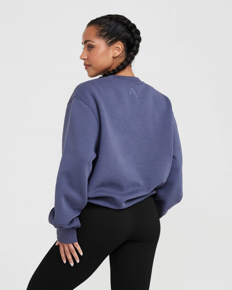 Oner Active Classic Lounge Oversized Crew Neck Sweatshirts Blå | 150-KDNCWM