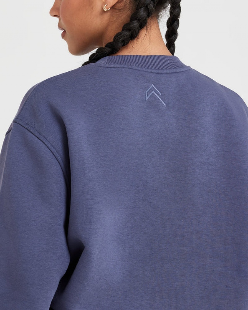 Oner Active Classic Lounge Oversized Crew Neck Sweatshirts Blå | 150-KDNCWM