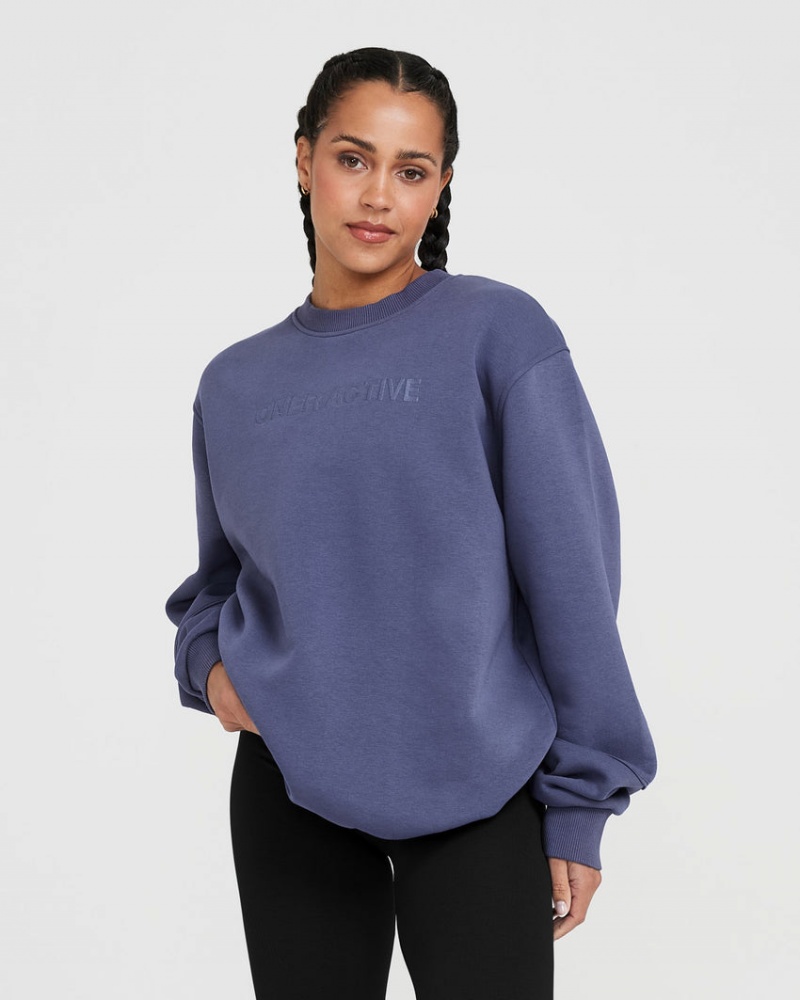 Oner Active Classic Lounge Oversized Crew Neck Sweatshirts Blå | 150-KDNCWM