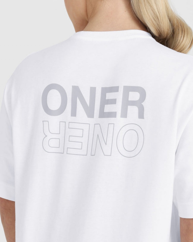 Oner Active Classic Mirror Grafisk Oversized T Shirts Hvide | 532-TCNXQG