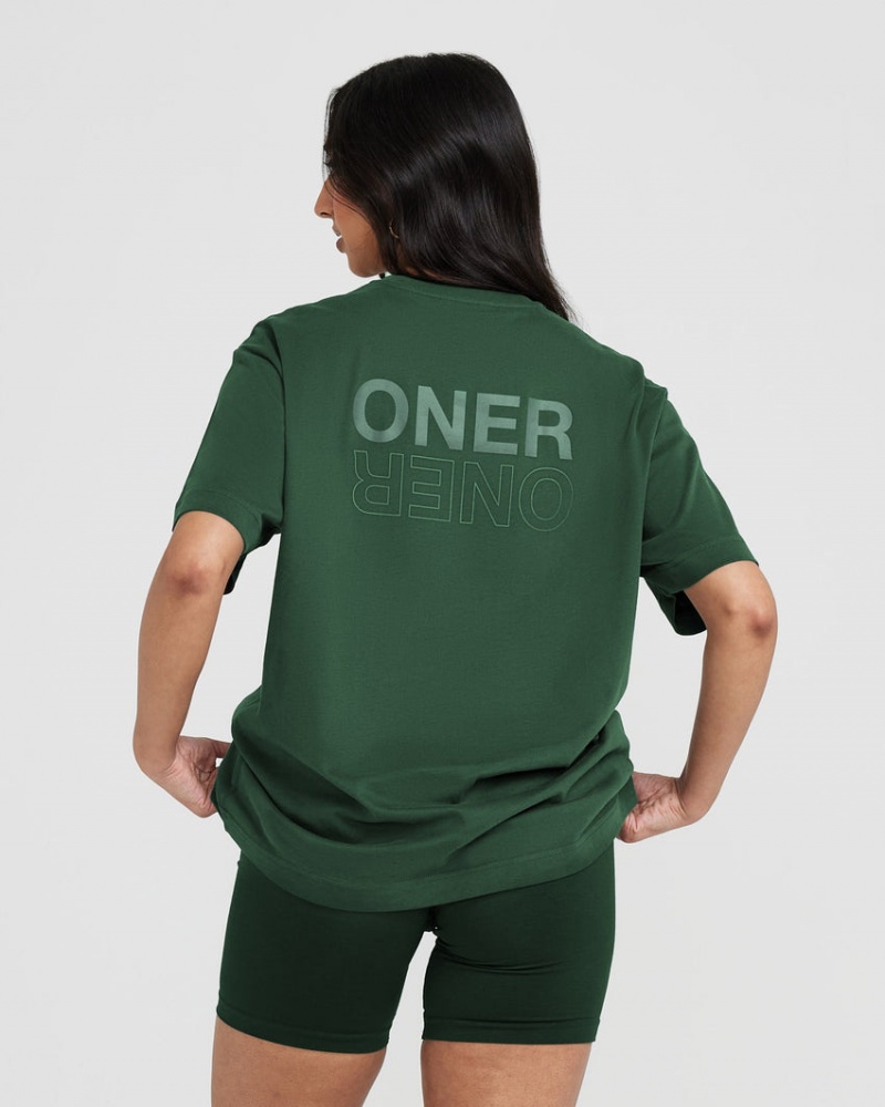 Oner Active Classic Mirror Grafisk Oversized T Shirts Grøn | 549-LVUQZF