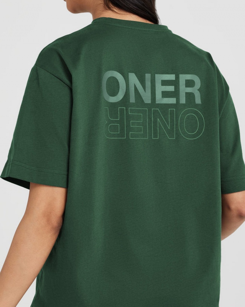 Oner Active Classic Mirror Grafisk Oversized T Shirts Grøn | 549-LVUQZF