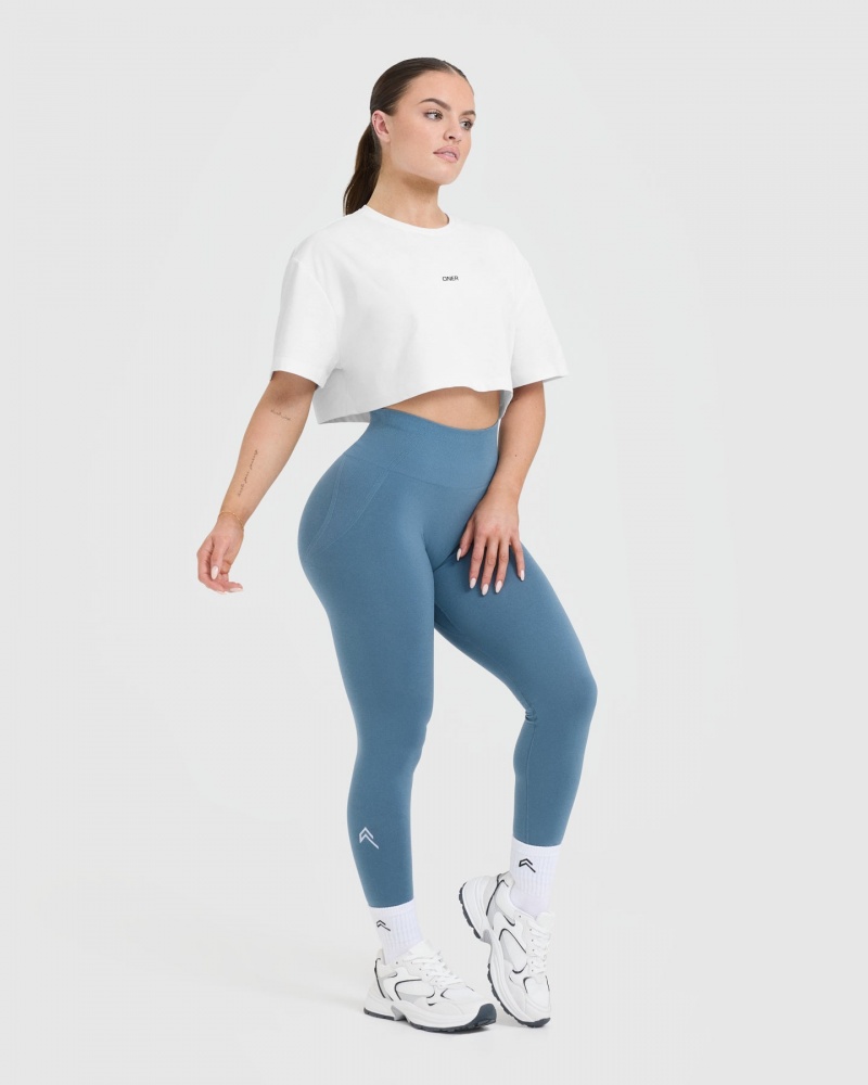 Oner Active Classic Oner Grafisk Crop Lette T Shirts Hvide | 358-FGBIZV