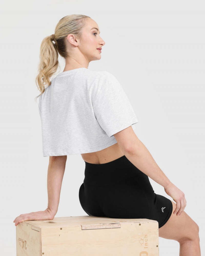 Oner Active Classic Oner Grafisk Crop Lette T Shirts Lysegrå | 413-QYDXMF