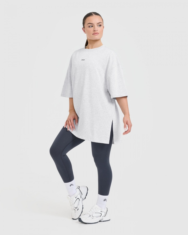 Oner Active Classic Oner Grafisk Longline T Shirts Lysegrå | 075-DTKMZG