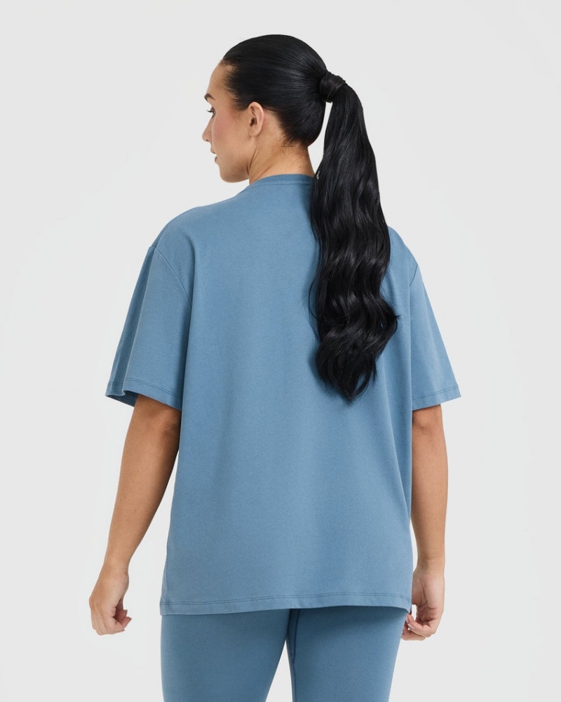 Oner Active Classic Oner Grafisk Oversized Lette T Shirts Blå | 246-SGETZF