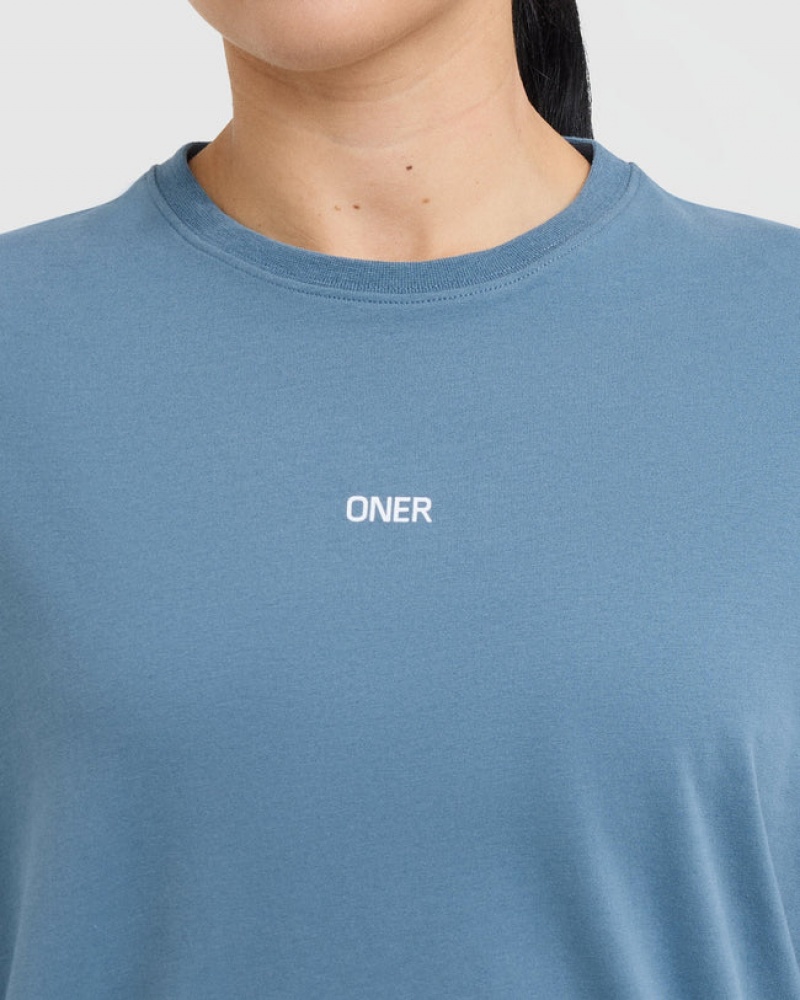 Oner Active Classic Oner Grafisk Oversized Lette T Shirts Blå | 246-SGETZF