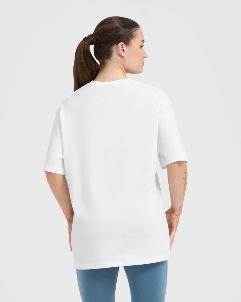 Oner Active Classic Oner Grafisk Oversized Lette T Shirts Hvide | 342-QDVJZR