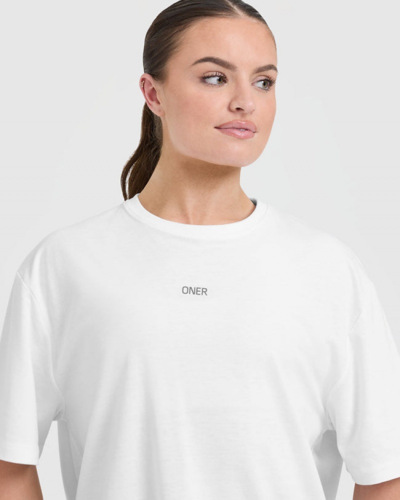 Oner Active Classic Oner Grafisk Oversized Lette T Shirts Hvide | 342-QDVJZR