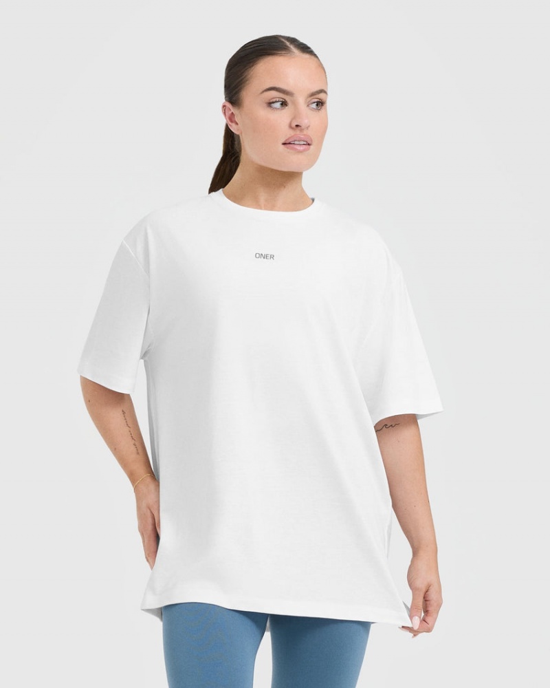 Oner Active Classic Oner Grafisk Oversized Lette T Shirts Hvide | 342-QDVJZR