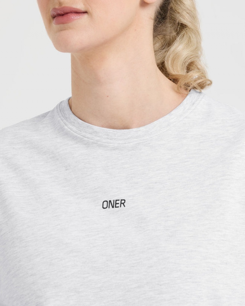 Oner Active Classic Oner Grafisk Oversized Lette T Shirts Lysegrå | 908-GNBMZQ