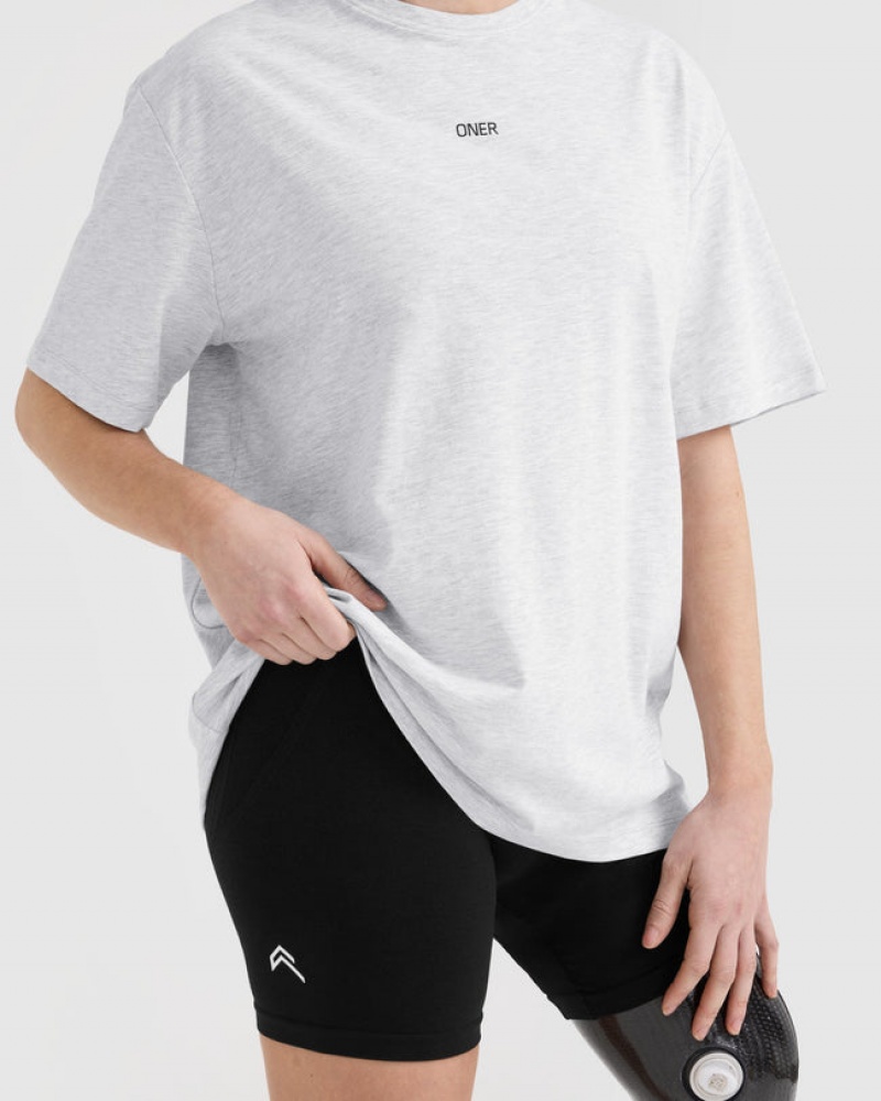 Oner Active Classic Oner Grafisk Oversized Lette T Shirts Lysegrå | 908-GNBMZQ