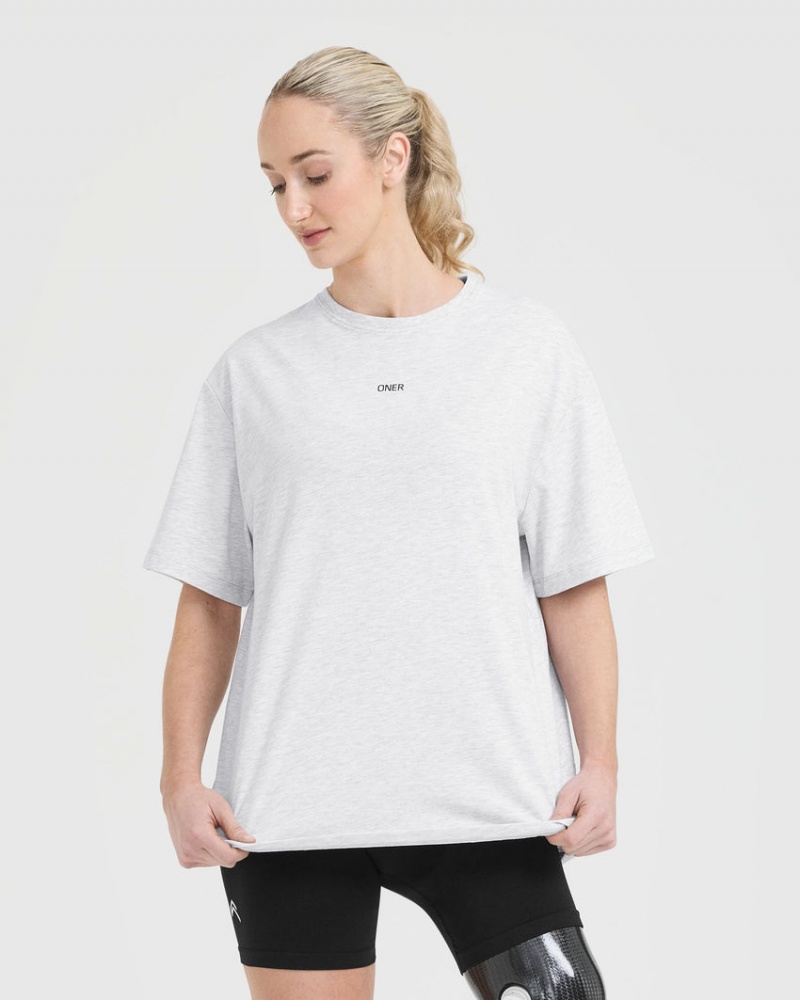 Oner Active Classic Oner Grafisk Oversized Lette T Shirts Lysegrå | 908-GNBMZQ