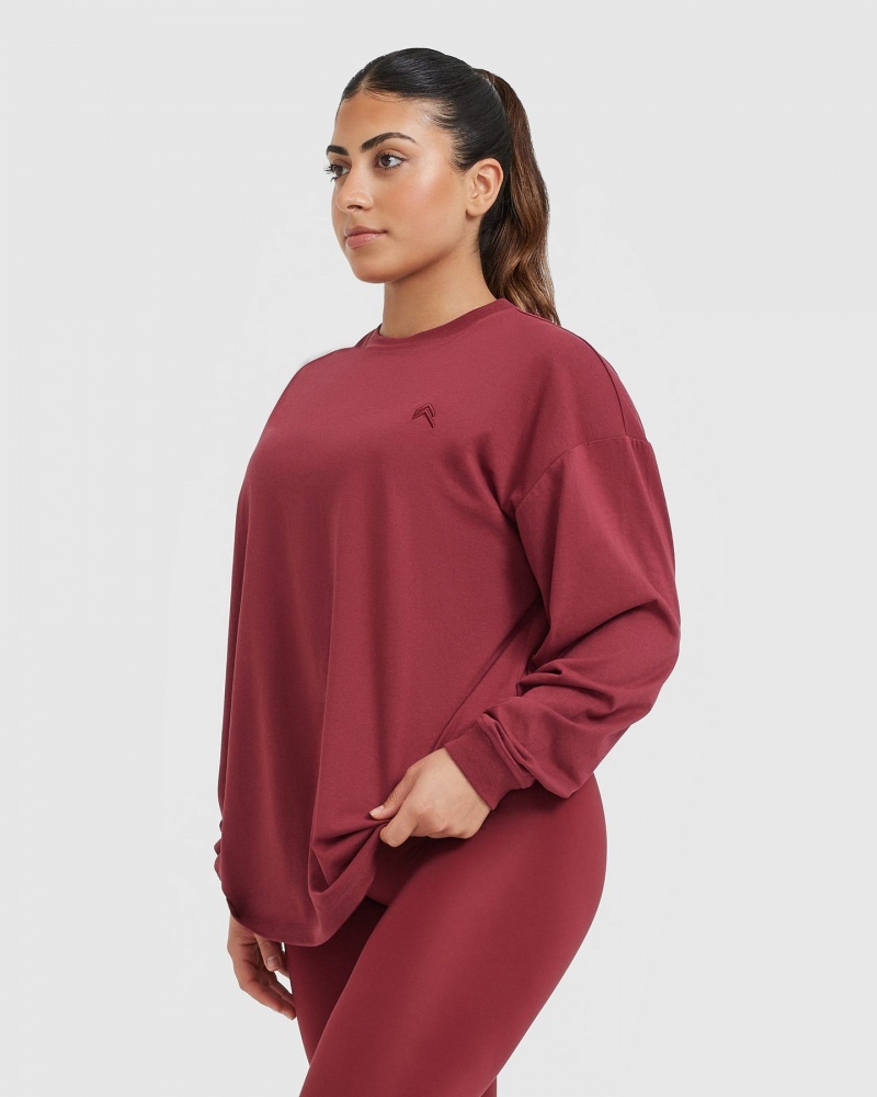 Oner Active Classic Oversized Lette Long Sleeve T Shirts Lyserød | 187-BPMDLS