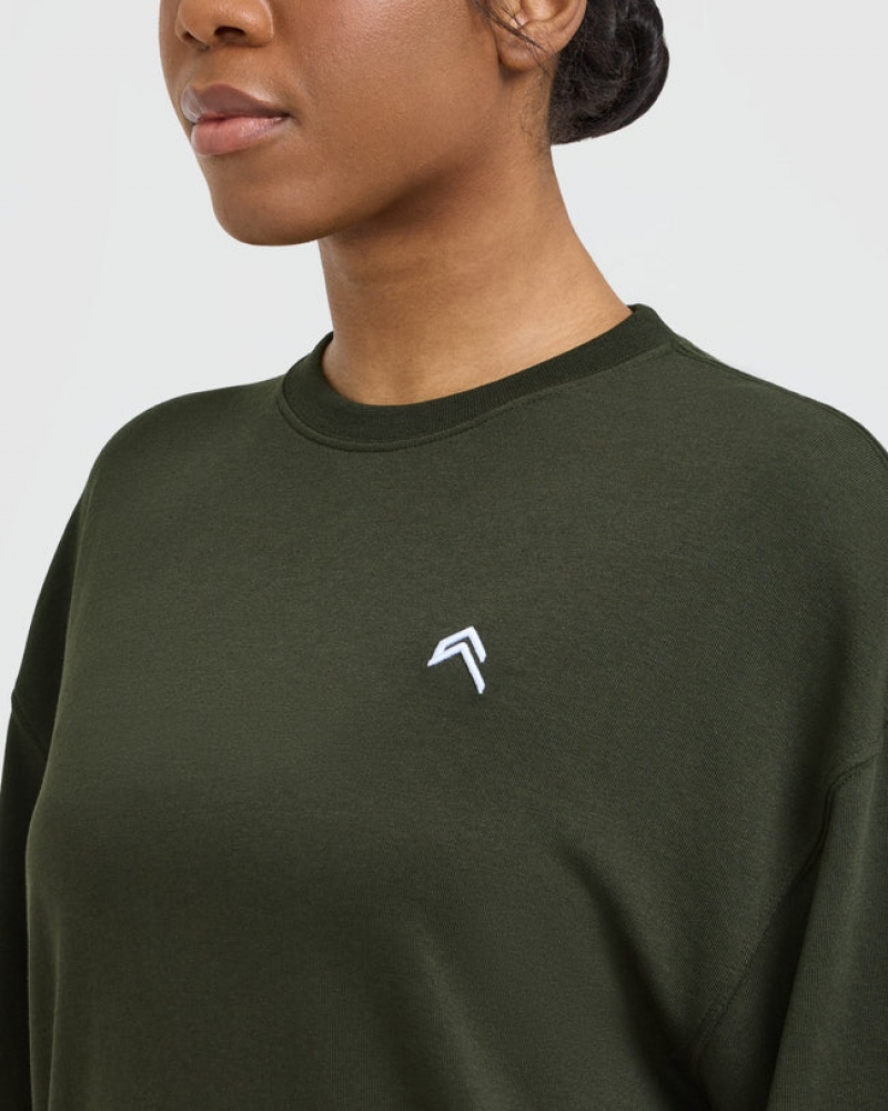 Oner Active Classic Oversized Longline T Shirts Khaki | 796-FGKISJ