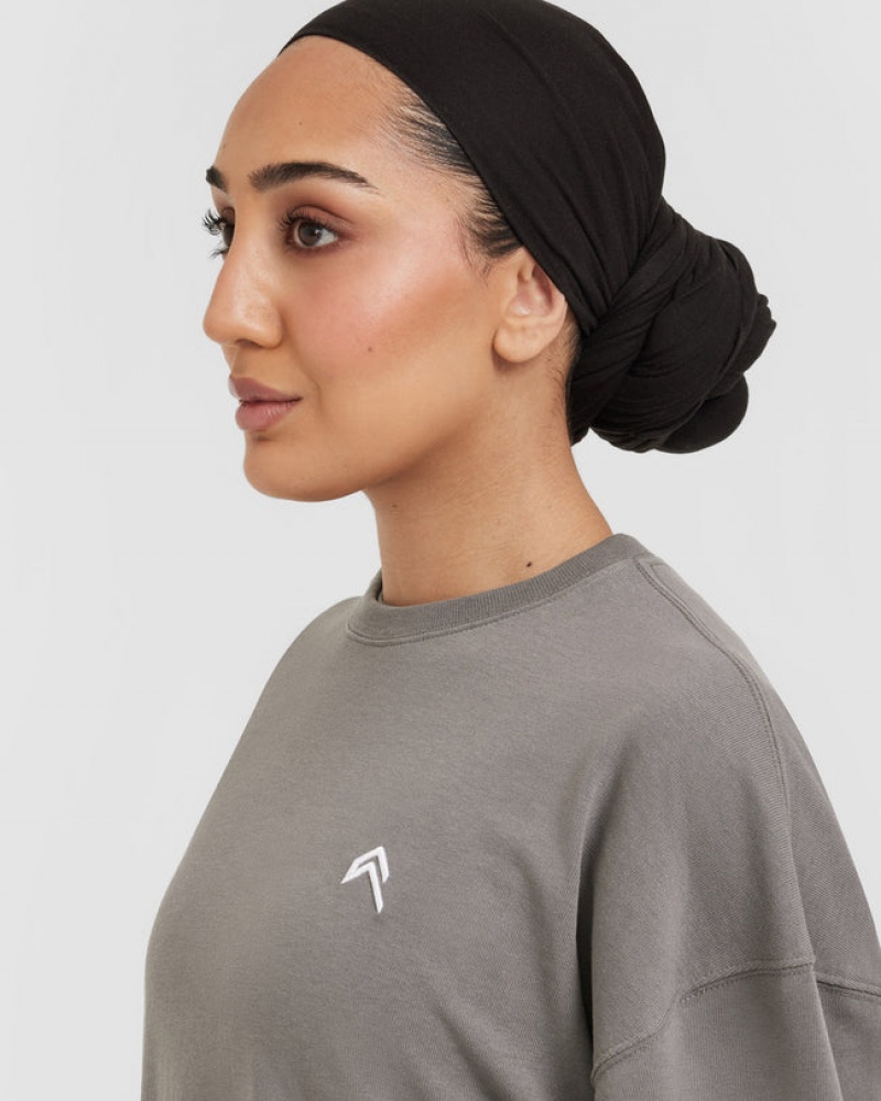 Oner Active Classic Oversized Longline T Shirts Grå | 698-PWFOCA