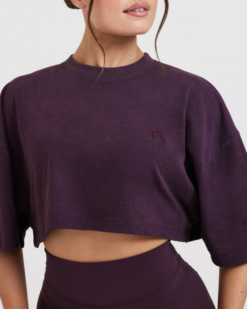 Oner Active Classic Relaxed Crop Lette T Shirts Lilla | 127-JFRVZC