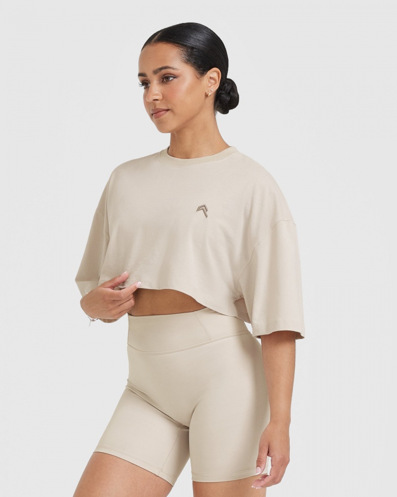 Oner Active Classic Relaxed Crop Lette T Shirts Brune | 438-QXHDZB