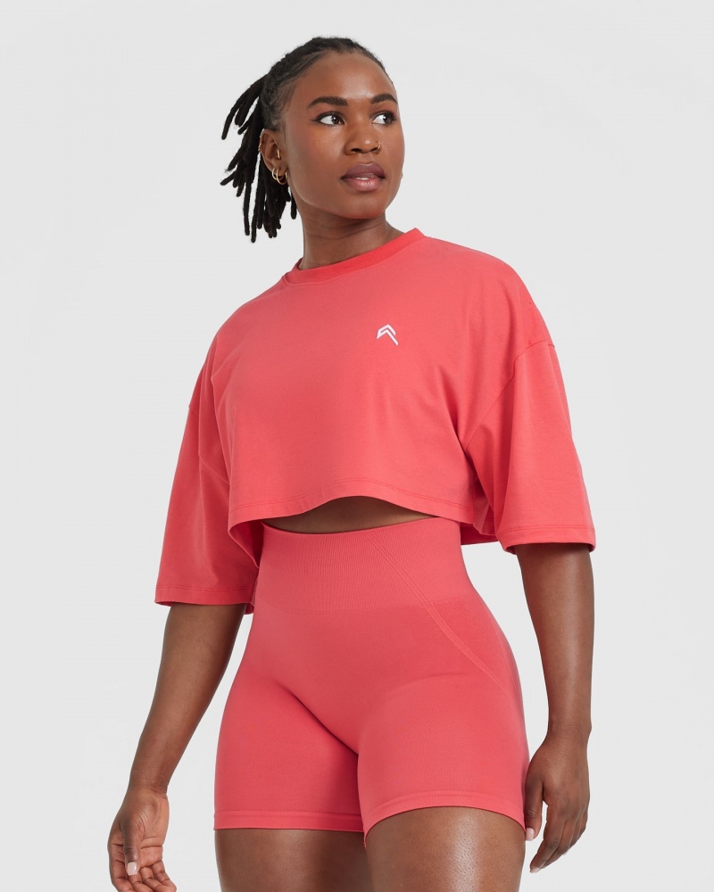 Oner Active Classic Relaxed Crop Lette T Shirts Rød | 680-MAJCRT