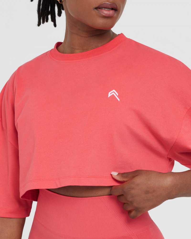 Oner Active Classic Relaxed Crop Lette T Shirts Rød | 680-MAJCRT