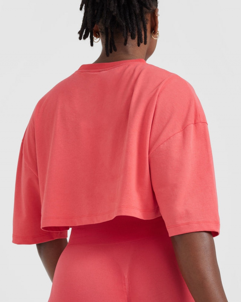 Oner Active Classic Relaxed Crop Lette T Shirts Rød | 680-MAJCRT