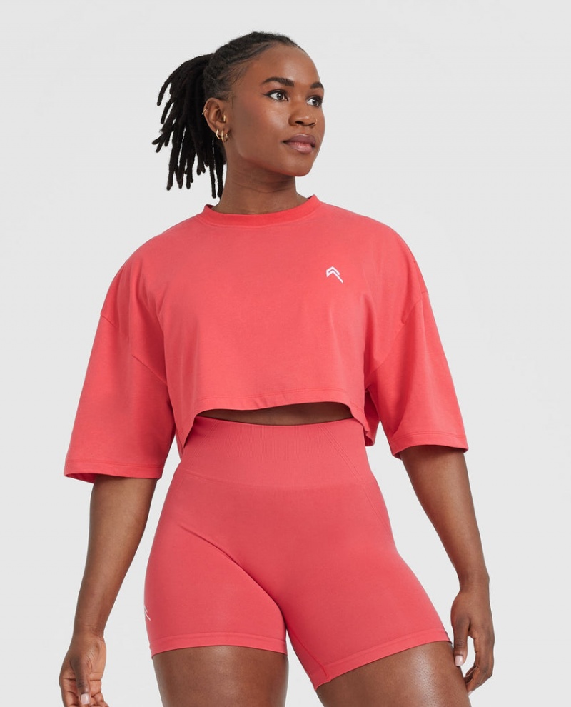 Oner Active Classic Relaxed Crop Lette T Shirts Rød | 680-MAJCRT