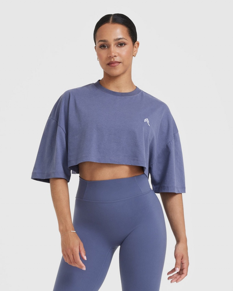 Oner Active Classic Relaxed Crop Lette T Shirts Blå | 852-CMFWVG