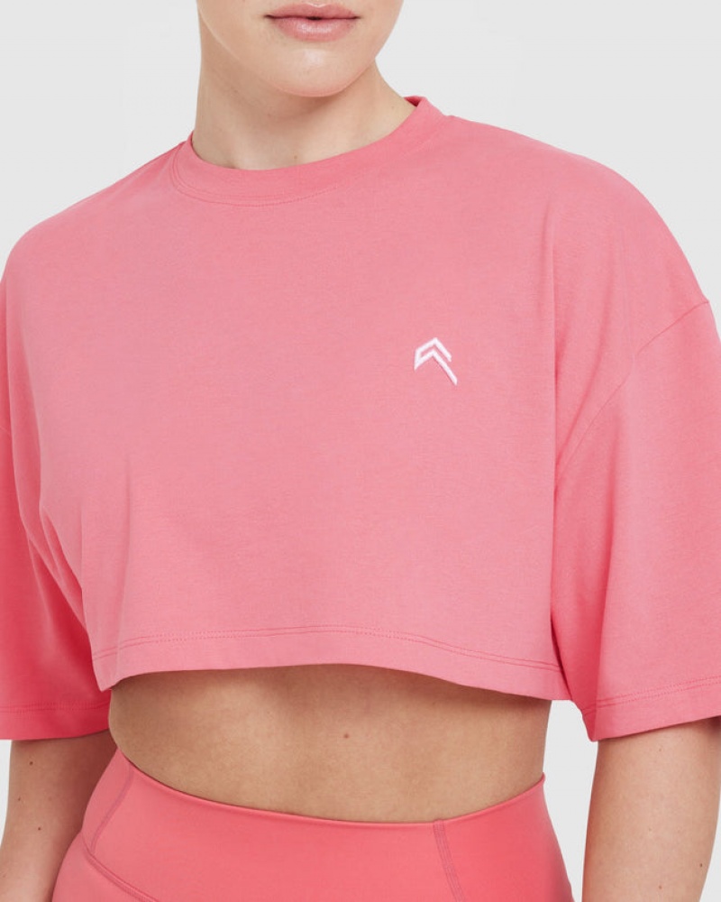 Oner Active Classic Relaxed Crop Lette T Shirts Lyserød | 405-QMWUOY