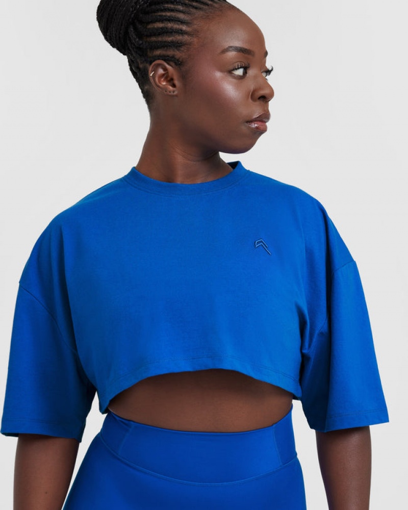 Oner Active Classic Relaxed Crop Lette T Shirts Dyb Blå | 804-FCARMO