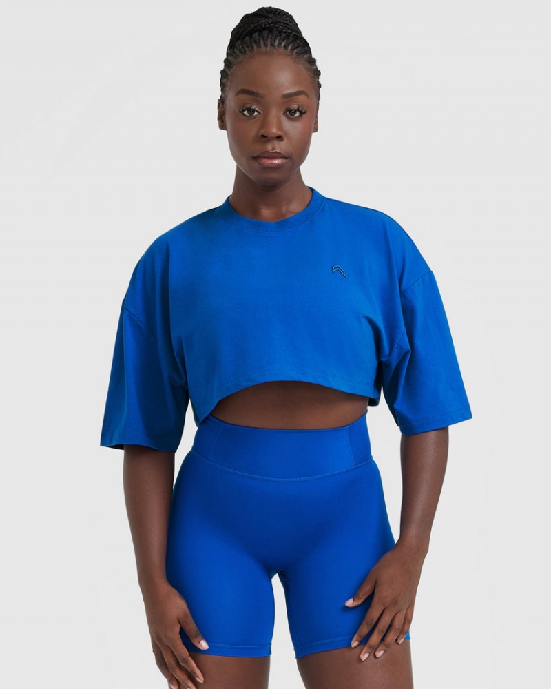 Oner Active Classic Relaxed Crop Lette T Shirts Dyb Blå | 804-FCARMO