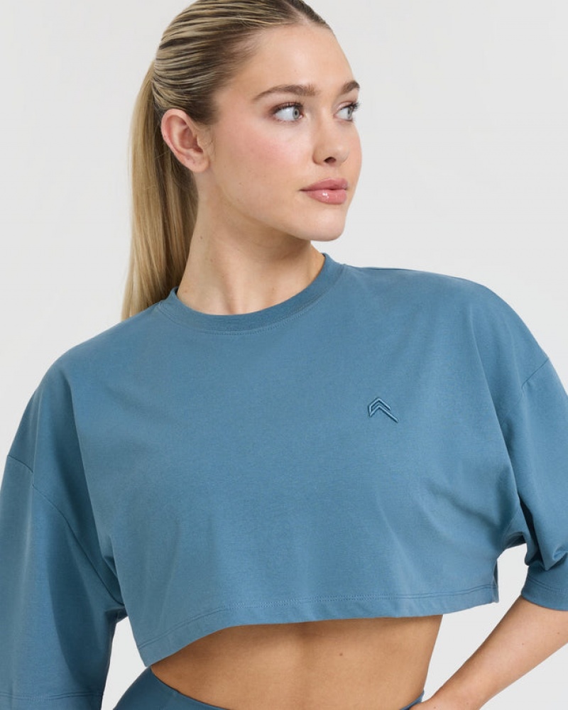 Oner Active Classic Relaxed Crop Lette T Shirts Blå | 243-HCOWDE