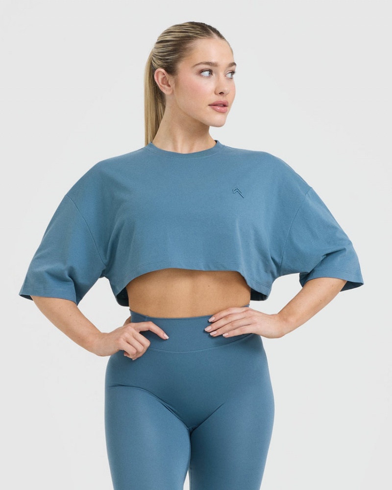 Oner Active Classic Relaxed Crop Lette T Shirts Blå | 243-HCOWDE