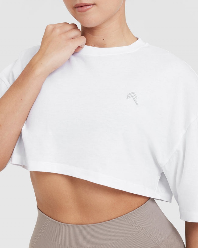 Oner Active Classic Relaxed Crop Lette T Shirts Hvide | 926-POYUIJ