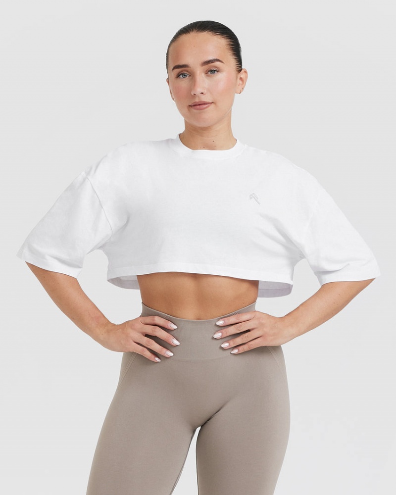 Oner Active Classic Relaxed Crop Lette T Shirts Hvide | 926-POYUIJ