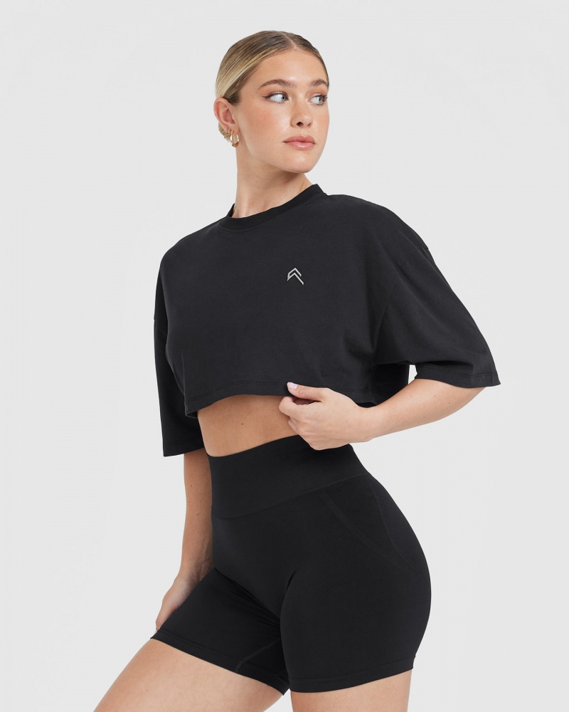 Oner Active Classic Relaxed Crop Lette T Shirts Sort | 638-NCWZPM