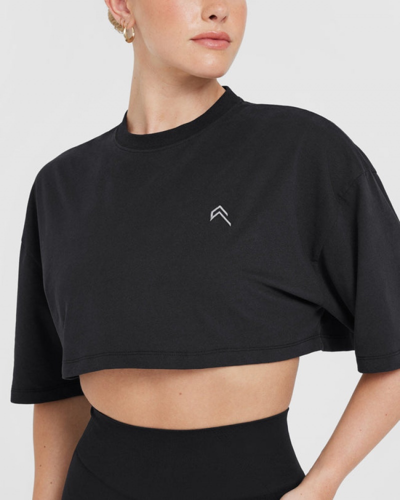 Oner Active Classic Relaxed Crop Lette T Shirts Sort | 638-NCWZPM