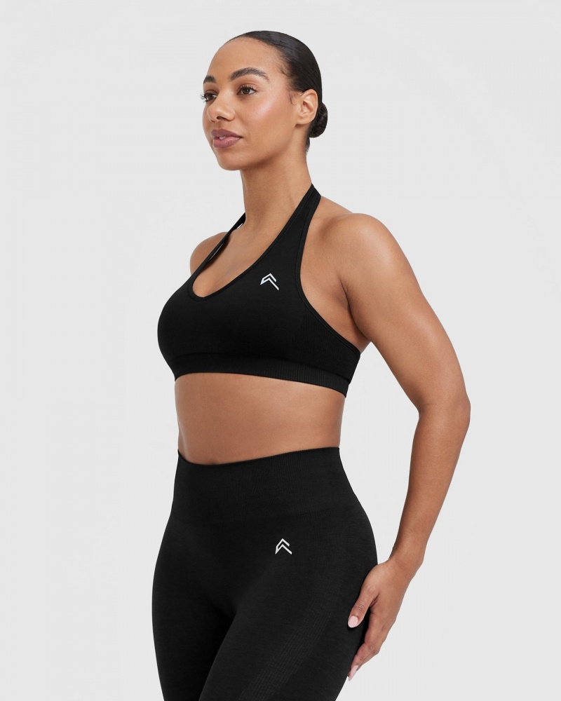 Oner Active Classic Seamless 2.0 Halter Neck Bralette Sports Bras Sort | 378-SVHETY