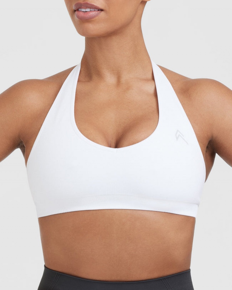 Oner Active Classic Seamless 2.0 Halter Neck Bralette Sports Bras Hvide | 965-YLHCIG