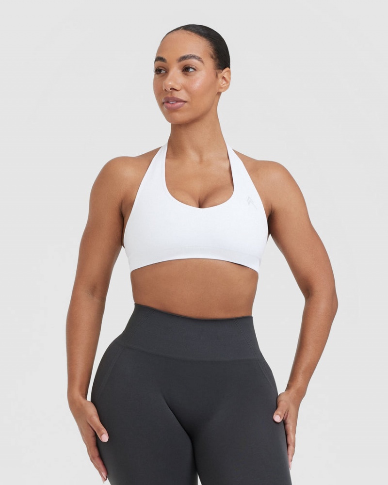 Oner Active Classic Seamless 2.0 Halter Neck Bralette Sports Bras Hvide | 965-YLHCIG