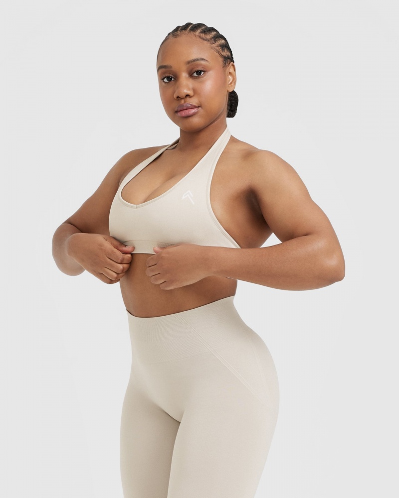 Oner Active Classic Seamless 2.0 Halter Neck Bralette Sports Bras Brune | 291-FQDWLV