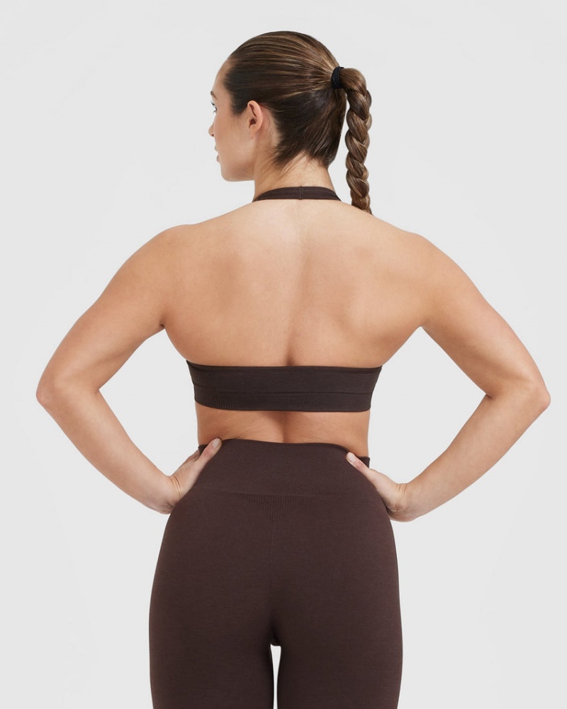 Oner Active Classic Seamless 2.0 Halter Neck Bralette Sports Bras Mørkegrå | 832-DENMFY