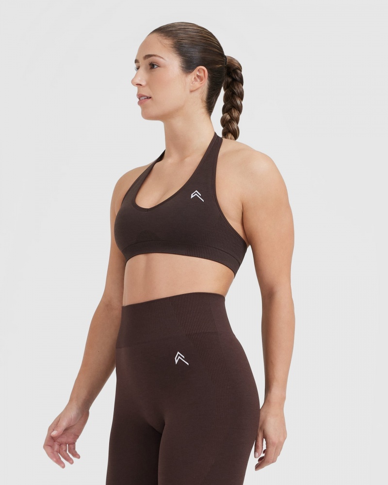 Oner Active Classic Seamless 2.0 Halter Neck Bralette Sports Bras Mørkegrå | 832-DENMFY