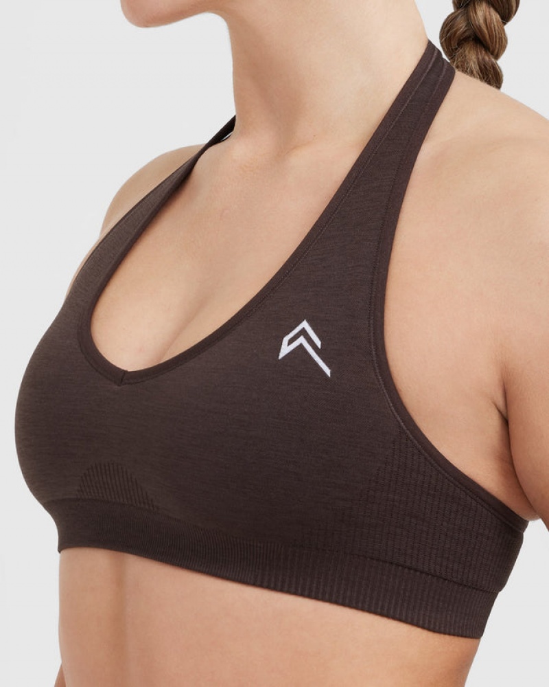 Oner Active Classic Seamless 2.0 Halter Neck Bralette Sports Bras Mørkegrå | 832-DENMFY