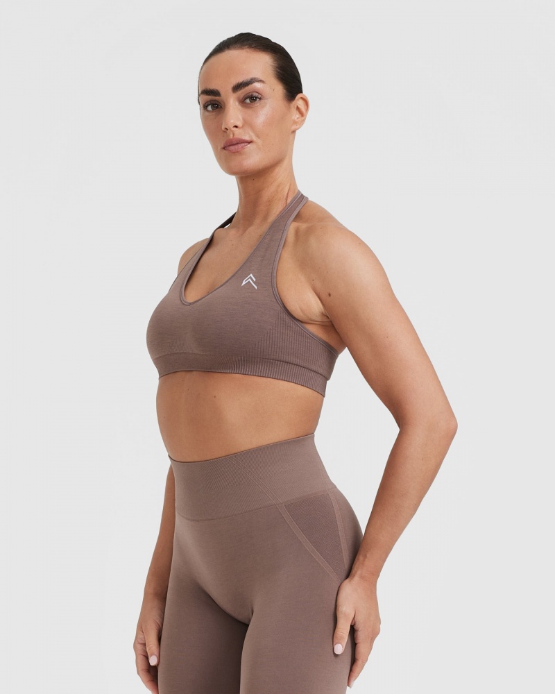 Oner Active Classic Seamless 2.0 Halter Neck Bralette Sports Bras Brune | 493-DKPGFR