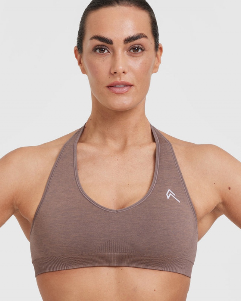 Oner Active Classic Seamless 2.0 Halter Neck Bralette Sports Bras Brune | 493-DKPGFR