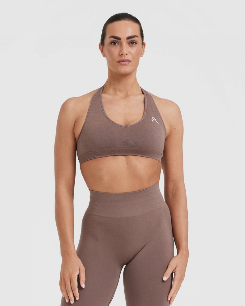 Oner Active Classic Seamless 2.0 Halter Neck Bralette Sports Bras Brune | 493-DKPGFR