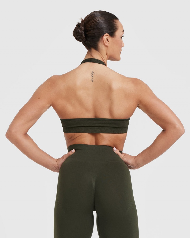 Oner Active Classic Seamless 2.0 Halter Neck Bralette Sports Bras Khaki | 015-CUXKDY