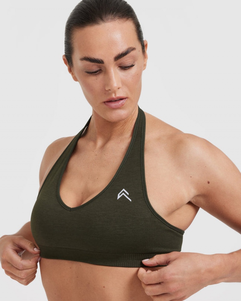 Oner Active Classic Seamless 2.0 Halter Neck Bralette Sports Bras Khaki | 015-CUXKDY