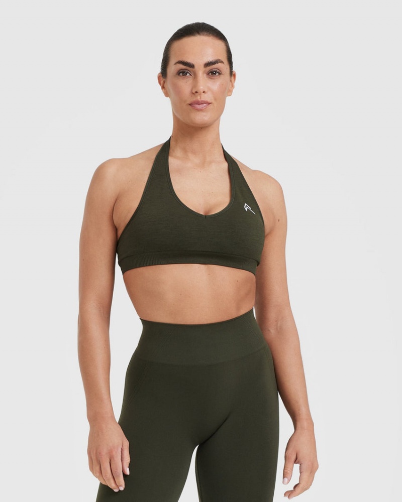 Oner Active Classic Seamless 2.0 Halter Neck Bralette Sports Bras Khaki | 015-CUXKDY