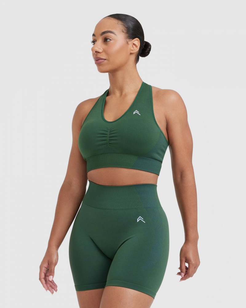 Oner Active Classic Seamless 2.0 V-Neck Bralette Sports Bras Grøn | 135-XUPHBL